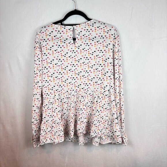 Jane and Delancey Womens' All over heart pattern tiered ruffle blouse size XL - Picture 8 of 12